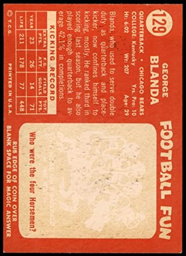 1958 Topps 129 Джордж Бланда Чикаго Беарз (Футболна карта) БИВШ Беарз Кентъки