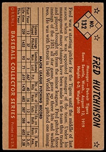 1953 Боуман 132 Фред Hutchinson Детройт Тайгърс (Бейзболна карта) Карта Дина 2 - ДОБРИ тигри