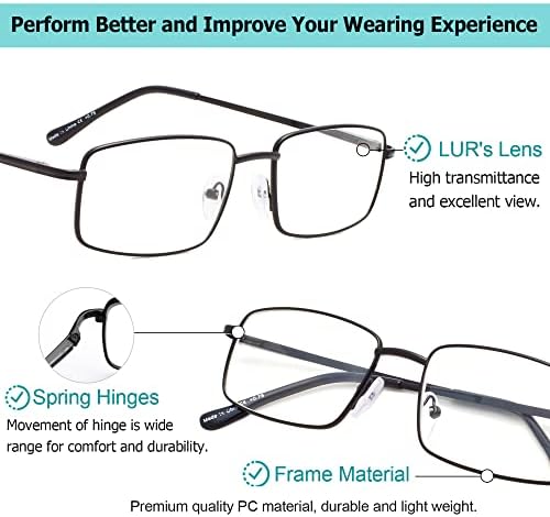 LUR 3 опаковки на метални очила за четене + 6 опаковки класически очила за четене (само за 9 двойки ридеров + 4,00)