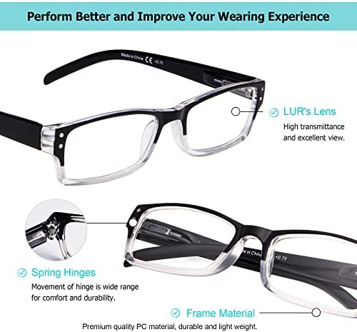 LUR 4 Опаковки класически очила за четене + 3 опаковки на метални очила за четене (само 7 двойки ридеров + 1,00)