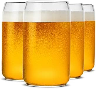Бира, чаша LUXU, 20 грама, Бирени чаши във формата на банки, Определени от 4-те Крафтовых чаши за пиене, Големи Бирени чаши за всички напитки и всеки повод (комплект от 4-те)