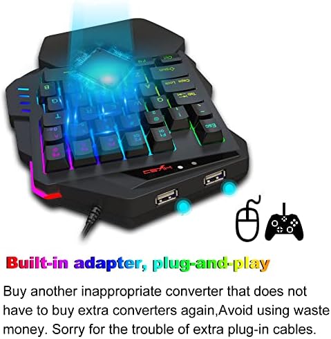 Клавиатурата и мишката, за PS4, Вграден адаптер /converter е Съвместим с PS3/PS4/PS5/Xbox One, Switch/PC, Xbox 360/ Nintendo Plug and Play, мишка с разделителна способност от 3200 dpi, детска RGB клавиатура с 35 клавиша,