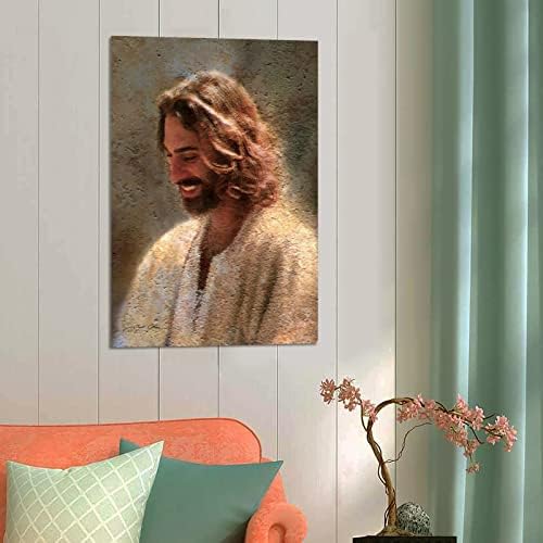 YBS Исус Христос Усмихнат Плакат Декоративна Живопис на Платното за монтаж на стена Арт Плакати За Хола Картина за Спални 16x24 инча (40x60 cm)