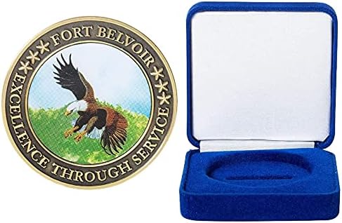 Монета на Повикване Армия на Съединените Щати Форт Бельвуар Вашингтон и Синьо Кадифе Кутия за показване