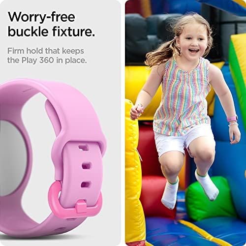 Spigen Play 360 е Предназначена за защита от загуба на AirTag за бебета и малки деца, Лек гривна (в комплект защитно фолио) - Ярко-розов