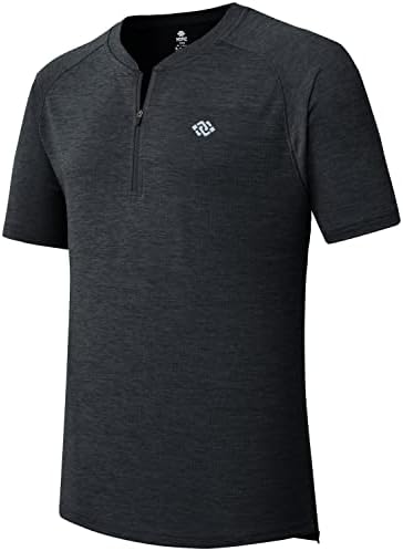 Мъжка риза с къси ръкави за голф MoFiz, Риза Хенли с Къс ръкав, Бързосъхнеща Спортна Риза без яка с цип