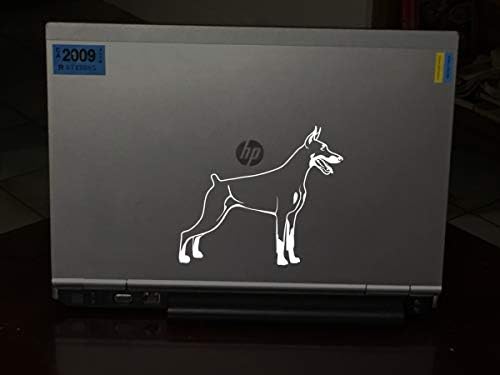 Стикер с надпис Доберман - Размер на 5.5 x 4,8 инча - Vinyl стикер с надпис Кучето Doby за прозореца на колата, Камион - Обърната надясно