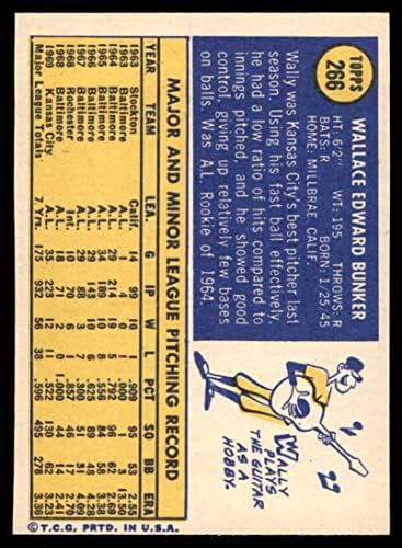 1970 Topps # 266 Уоли Bunker Канзас Сити Роялз (Бейзболна картичка) NM / MT Рояли