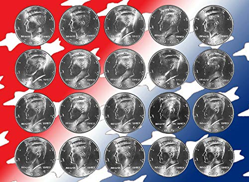 2000-2009 Пълен Десет години обращение в Полдоллара Кенеди - 20 монети - и Двете марки на P & D - Все по-Лъскави, без лечение - Монетен двор на САЩ