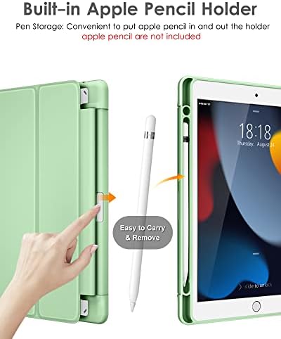 DTTO за iPad 9-ти / 8-ви / 7-то поколение, 10,2-инчов калъф 2021/2020/2019, лек калъф-поставка Smart Trifold [Твърда прозрачна делото от PC] от защитен филм от закалено стъкло и рамка за израв