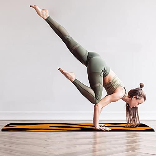 Дебел Нескользящий постелката за йога и фитнес 1/4 модел в Тигровую лента за практикуване на Йога, Пилатес и фитнес на пода (61x183 см)