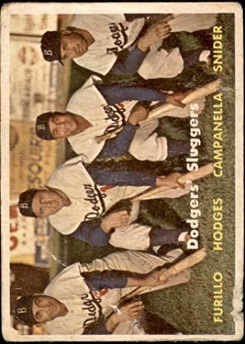 1957 Topps 400 Отбивающие Доджърс Дюк Шнайдер/Рой Кампанела/Карл Furillo/Гил Hodges Бруклин Доджърс (Бейзбол карта) ЧЕСТНО Доджърс