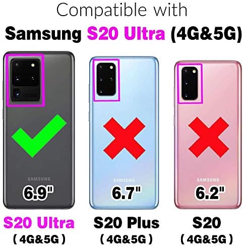 Asuwish е Съвместим с Samsung Galaxy S20 Ultra Glaxay S20ultra 5G Чанта-портфейл и Защитно фолио за екран от закалено Стъкло, Флип-Държач за карти, Поставка, Калъфи за телефони Gaxaly 20S S 20 A20 20