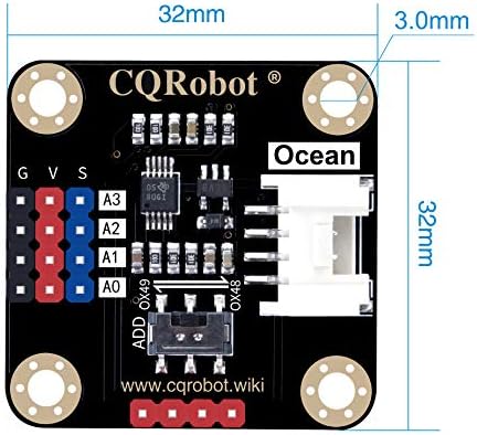 CQRobot Ocean: модул ADS1115 с 16-битово сензор на аналоговия сигнал и за събиране и преобразуване на цифровия сигнал в ADC. От 3,3 до 5, интерфейс I2C, съвместим с Arduino, Raspberry Pi и други дънна платка.