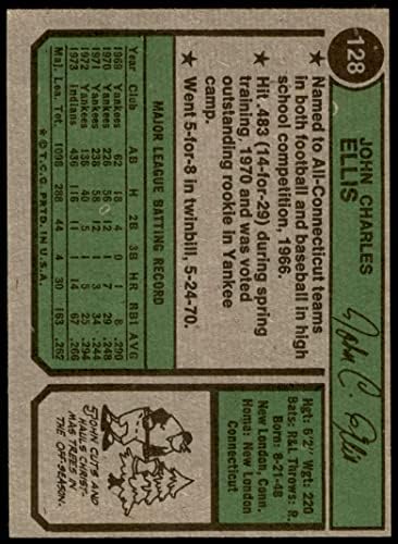 1974 Topps 128 Джон Елис Кливланд Индианс (Бейзболна картичка) EX/MT Indians