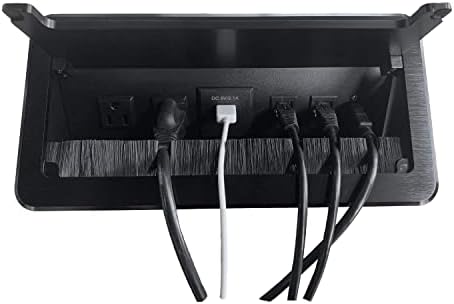 DESI Конферентна маса Power hub Кутия за да се свържете конферентна маса с ъгъл на наклон на 45 градуса Удобна Вставляемая изход, Напълно Затворена Долна розетка за захранване, USB, Type C, HDMI, RJ-45