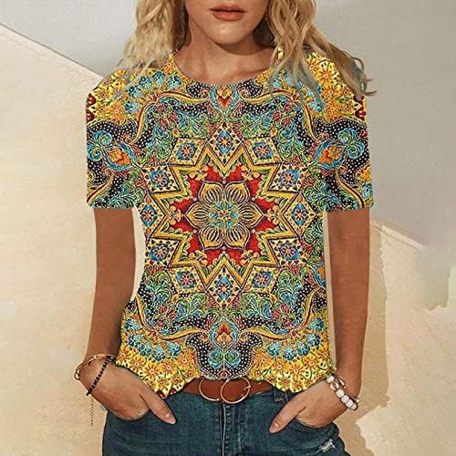 XIAXOGOOL Западните Ацтекские Сладки Блузи за Жени, по-Големи Размери, Графични Тениски, Ризи с Къс Ръкав, Блуза с кръгло деколте, Лято 2023