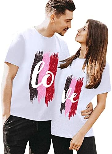Многослоен топ с дълъг ръкав, графична тениска на Св. Валентин, двойка подходящите блузи, тениски с къс ръкав и деколте, топ