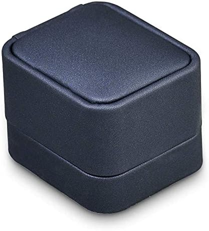 Дървена Синя Кръгла Ъглова Кутия За Пръстени от Изкуствена Кожа С Предложение, Подарък Кутия За Бижута Кутия За Опаковане на Бижута