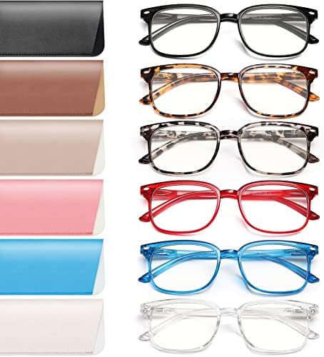 NOVIVON 6 опаковки очила за четене, заключващи синя светлина за жените и мъжете, белите дробове, предпазват от напрежението за очите/отблясъци компютърни ридеры