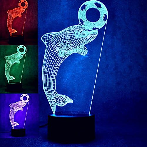 3D Делфин лека нощ USB Сензорен Прекъсвач Декор Тенис на Маса Оптични Илюзии Лампи 7 Цвята Променя Светлини Led Настолна Лампа Коледна Къща Любовта детски Рожден Ден Детски Декор Подарък Играчка
