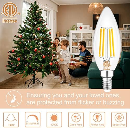 comzler 10 X led лампи E12 с регулируема яркост, Еквивалент на 40 W, led крушки-Свещници естествена дневна светлина 4000 До, Крушка тип B 120 В, Прозрачни крушки с нишка нажежаема по?