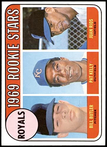 1969 Topps 619 Рояли Начинаещи, Пат Кели / Бил Бътлър /Хуан Риос Канзас Сити Роялз (Бейзболна карта) в Ню Йорк Роялз
