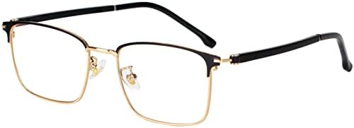 Мъжки слънчеви очила за четене със синя светлина, Леки метални Правоъгълни Полнокадровые очила за четене, Компютърни очила с пружинным тръба на шарнирна връзка (Цв