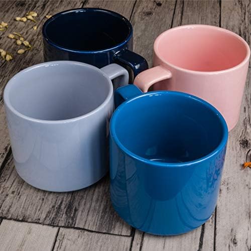 Керамични Кафеена чаша Jiki - Цветна чаша с дръжка за чай, кафе лате, капучино или супа - Здрава, ярки цветове, могат да се използват в микровълнова фурна и съдомиялна машина - Размер на 14 унции (Стоманена синя, 1)