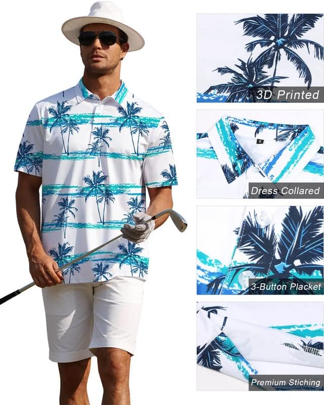 Ризи с къси ръкави за мъже, Абсорбиращи Влагата Мъжки Ризи Поло С Къс Ръкав Суха Засаждане, Тениски за голф с 3D Принтом за Мъже
