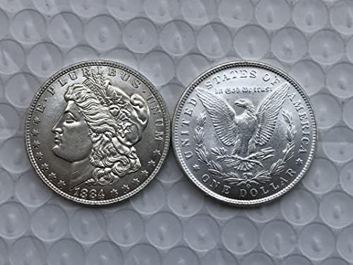 Американска Монета Морган 1884 г. съобщение, Сребърен Долар, Месинг със сребърно покритие Старинни Занаяти, Чужди Възпоменателни монети