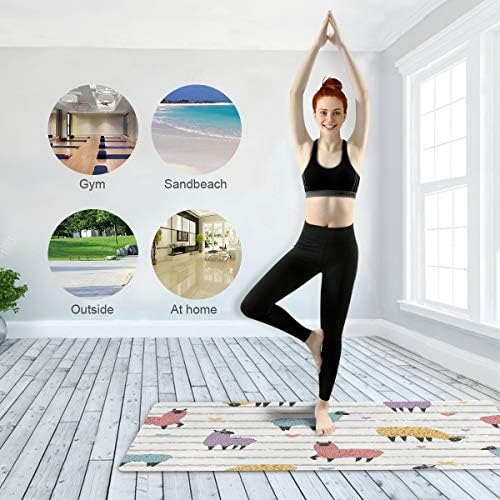 Екологичният Нескользящий килимче за йога с хубав цветен принтом лама Qilmy, TPE материал - Повърхност от микрофибър и оптимална амортизация за йога, пилатес, 71 x 26 x 1 мм