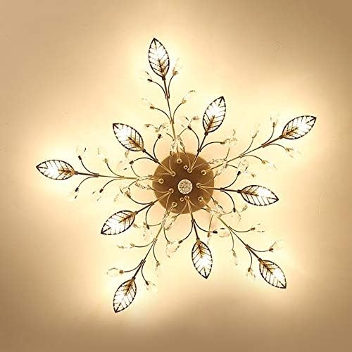 Тавана лампа XINDAR, Тавана лампа Leaf Полуфинал за скрит монтаж, с прозрачни Хрусталем, Мультилампы, Метално потолочное осветление в съвременен стил, с Черен цвят (Gold 15 свещи)