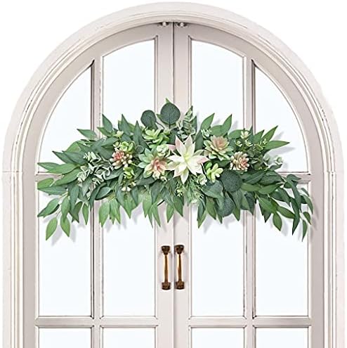 MJWDP Изкуствени Растения Изкуствен Венец За Входната Врата Флорални Декорации Копринени Зелени Листа Венец Сватбена Прозорец В Помещението
