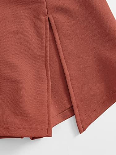 Шорти TOTITION за жени, Панталони, Дамски Панталони, Панталони с еластичен колан и цепка отпред, шорти Skort (Цвят: ръждиво-кафяво, Размер: X-Large)