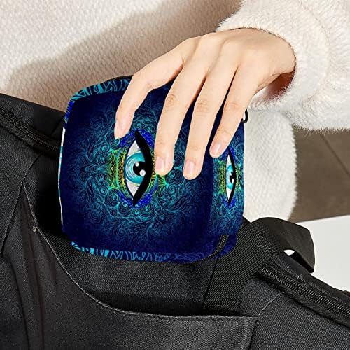 Чанта за грим Geometry Symbol Blue Eye, Косметичка, Преносима Чанта за Тоалетни принадлежности за жени и Момичета