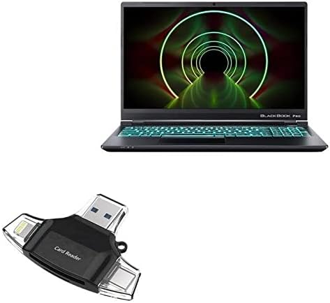 Смарт притурка на BoxWave, който е съвместим с Venom BlackBook Pro 16 (2020 г.) (смарт притурка от BoxWave) - Устройство за четене на SD карти AllReader, четец за карти microSD, SD, Compact USB - Jet Black