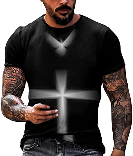 2023 Нова Мъжки Пролетно-Лятна Тениска за Празнуването на Великден, Ежедневни Реколта Тениска С Пълна Частична Принтом, Тъмна Мъжки