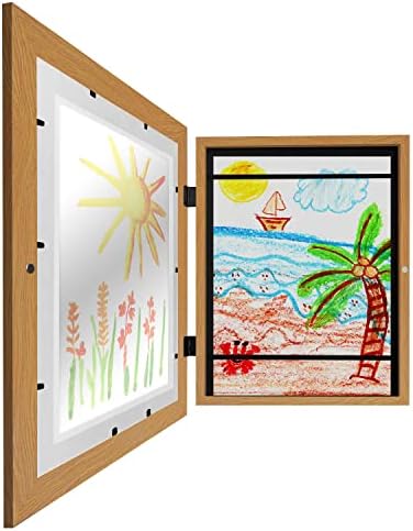 Рамка за снимки Americanflat Kids Artwork от дъб - Дисплеи 8,5х11 с цинизъм и 10х12,5, без Постелки - Съставна дървесина с небьющимся стъкло - Хоризонтален и вертикален формати