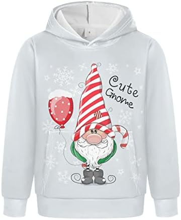 Plaaee/Детски Пуловер за Момчета и Момичета, Блузи, Сладък Коледен Cartoony Джудже, Ежедневни Hoody с Качулка и Джобове XXS