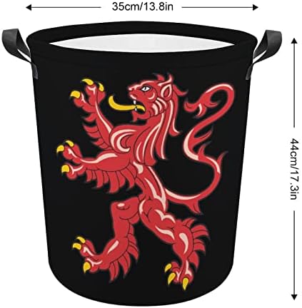 Шотландски Знаме с Логото на Лъв, Кошница За Дрехи, Сгъваема Висока Кошница за Дрехи с Дръжки Чанта За Съхранение