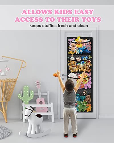 Органайзер за съхранение на меки играчки с Дишаща Висят Джобове За съхранение на Играчки, Чанта-Органайзер за животни, над Вратата за Съхранение на играчки и детски Аксесоари, Съхранение на меки играчки