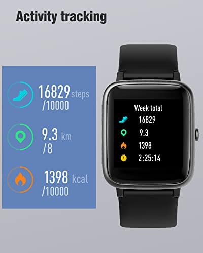 Смарт часовници ASIAMENG за мобилни телефони с iOS и Android IP68, Водоустойчив, Фитнес тракер, часовници с Пульсометром/Лягане, Проследяване на стъпки, Брояч на Калории, Умни часовници за мъже и Жени