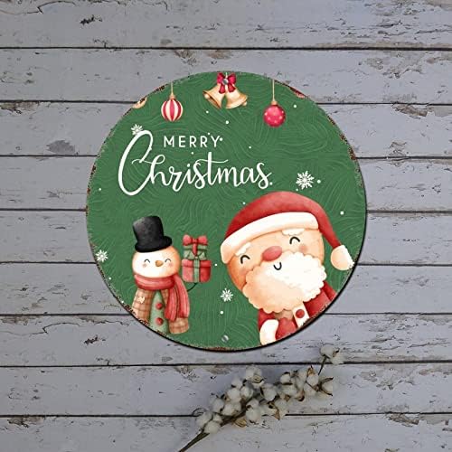 Коледен Венец Знаци на Дядо Коледа е Коледен Камион Зимна Сцена Живопис Кръгла Метална Лидице Знак Проверка на Бъфало Коледен Декор Ретро Табели, Метални Табели за Верандата Фермерска къща от Магазин за Стенен Интериор
