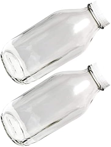 Cabilock Прозрачни Бутилки за вода с Контейнер за бутилки за вода 2 елемента Стъклен Млечен стъклен млечен стомна реколта млечни стъклени бутилки млечни бутилки с капа