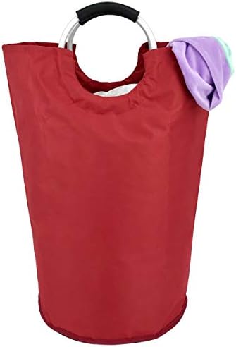 Сгъваема тъканта, кошница за дрехи - Преносима, сгъваема кошница за дрехи с голям капацитет, трайни удобна дръжка за носене с мека подплата, отделна кофа за пране, лесно се сгъва, когато се съхранява в пералня. (Червен)