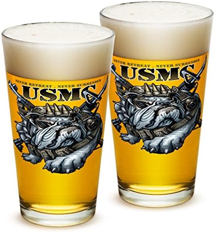 Морски пехотинци от Корпуса на морската пехота на САЩ USMC - Никога да не се пусне, никога не се отказвай Класическите бирени пинтовые чаши премиум-клас на 16 грама - Комплект от 12 чаши за смесване на коктейли Висока