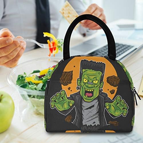 Случайна чанта за обяд Дамски - Frankenstein Monster Големи Запечатани Торби за Обяд с плечевыми ремъци за работа Възрастни