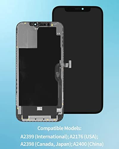 【Full HD】 Смяна на екрана за iPhone 12 Mini, 5,4-инчов LCD дисплей Ayake и сензорен цифров преобразувател в събирането с набори от инструменти за ремонт на Модели A2399, A2176, A2398, A2400, п