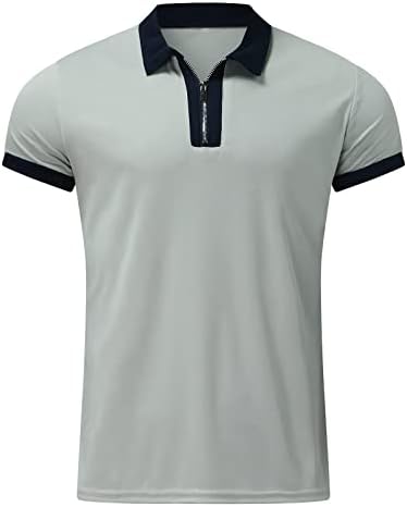 Мъжка Риза Поло с Къс ръкав и Принтом, плътно Прилепнали Ризи за голф с цип, Блузи, Модни Основни Класически Ризи, Намаляване на